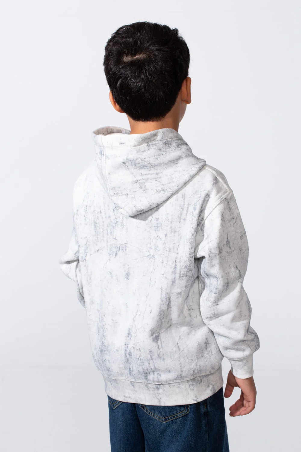 Boy's Marble Print Slim Fit Hooded Sweatshirt - Image 10
