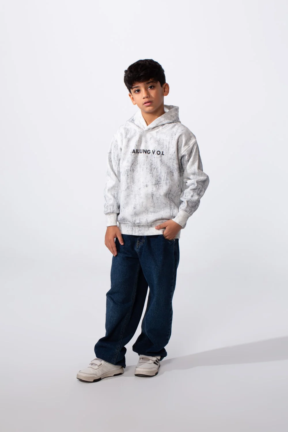 Boy's Marble Print Slim Fit Hooded Sweatshirt - Image 11