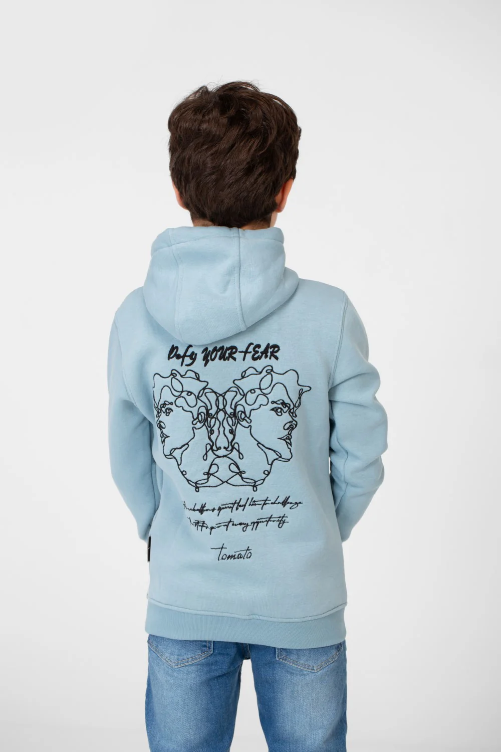 Boy's Melton Hoodie Sweatshirt With Kangaroo Pocket On The Front - Image 2