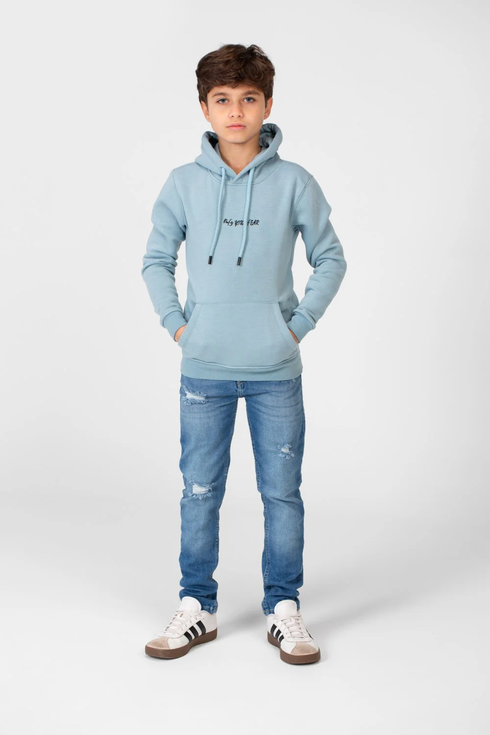 Boy's Melton Hoodie Sweatshirt With Kangaroo Pocket On The Front - Image 4