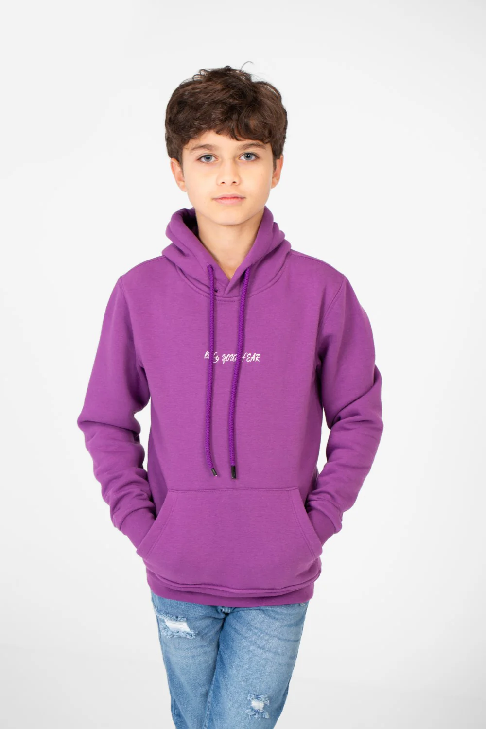 Boy's Melton Hoodie Sweatshirt With Kangaroo Pocket On The Front - Image 5