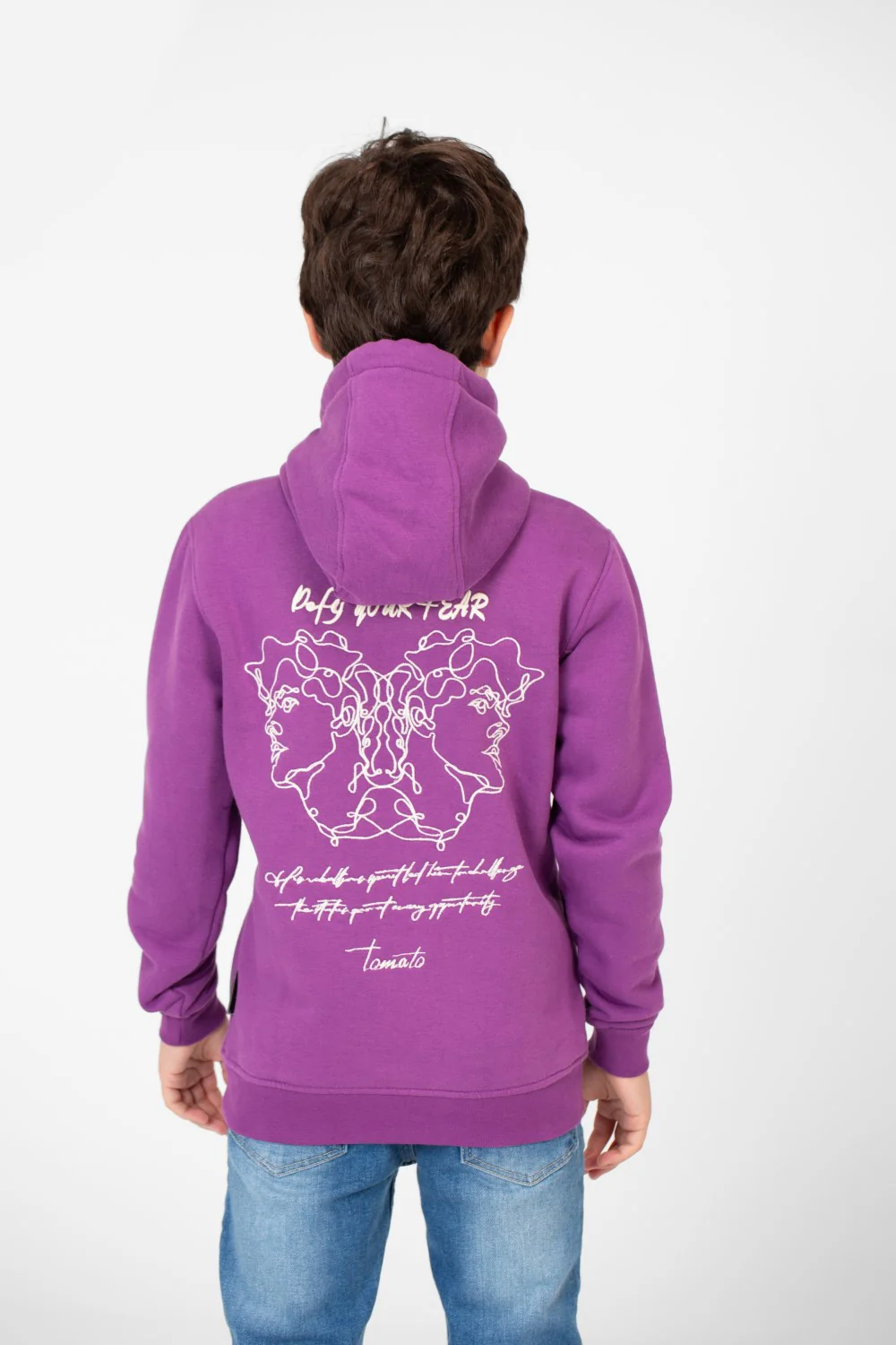 Boy's Melton Hoodie Sweatshirt With Kangaroo Pocket On The Front - Image 6
