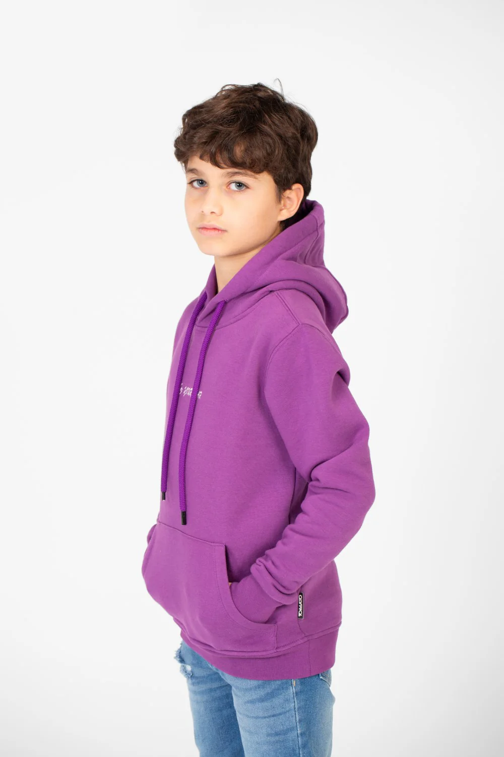Boy's Melton Hoodie Sweatshirt With Kangaroo Pocket On The Front - Image 7