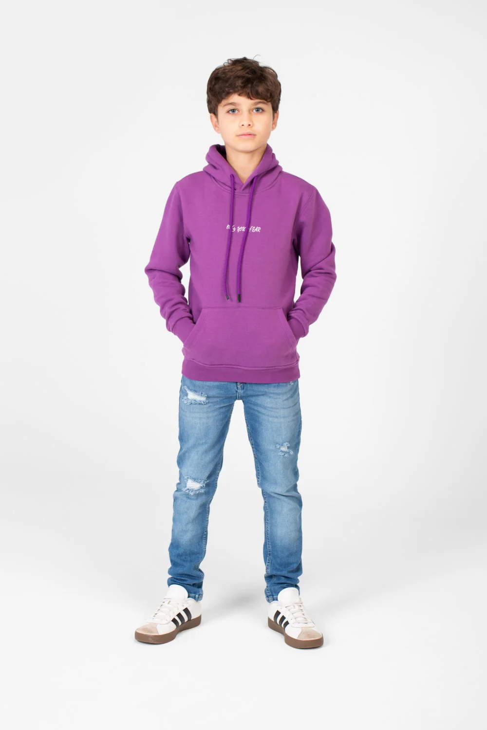 Boy's Melton Hoodie Sweatshirt With Kangaroo Pocket On The Front - Image 8