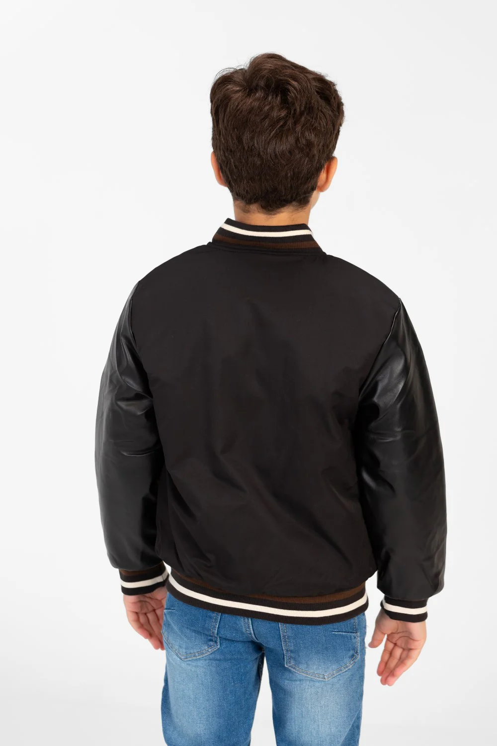 Boy's Melton Jacket With Waterproof Sleeves And Front Print - Image 2