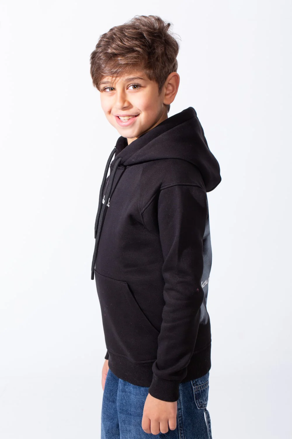 Boy's Melton Oversize Back Graphic Print Hooded Sweatshirt - Image 4