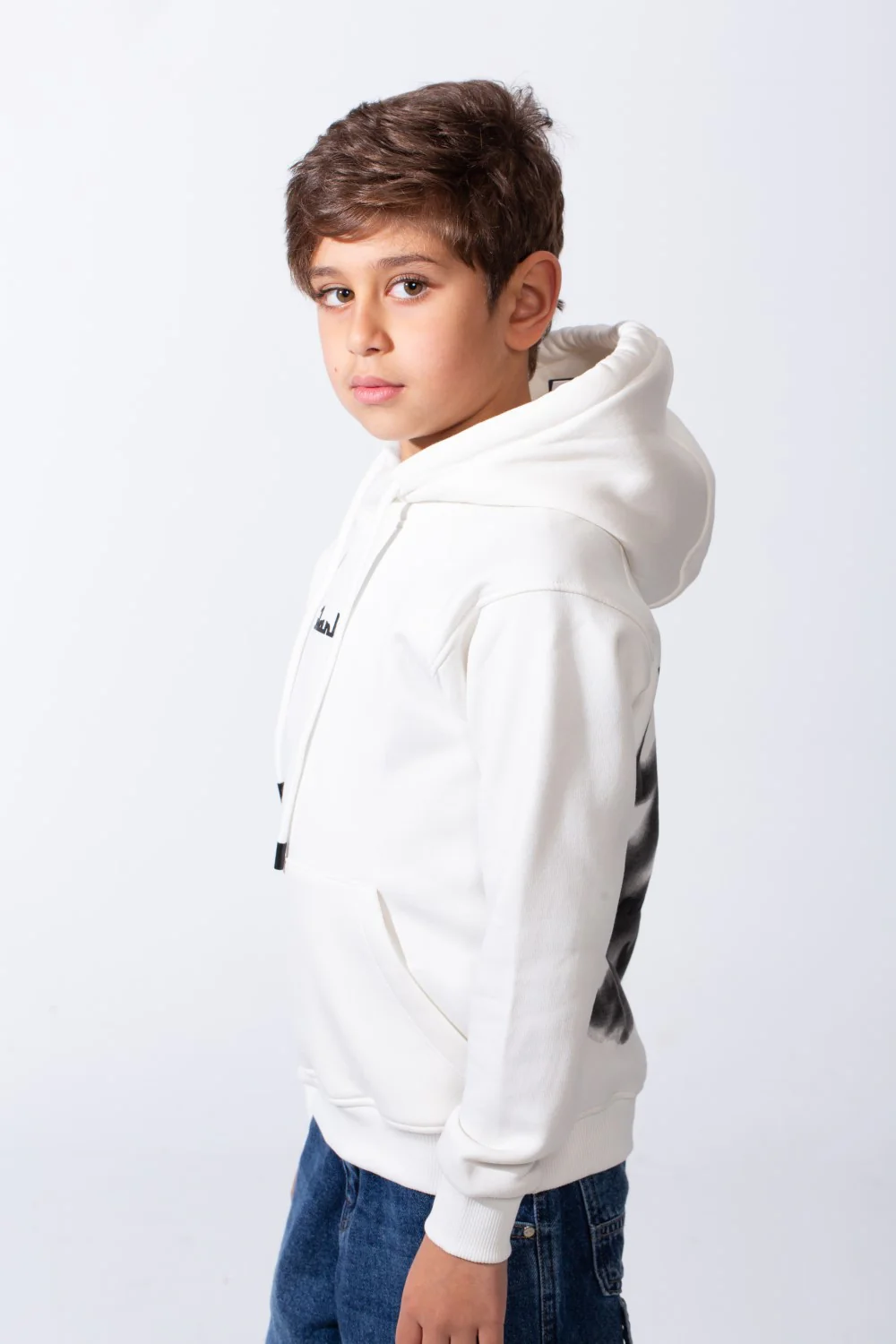 Boy's Melton Oversize Back Graphic Print Hooded Sweatshirt - Image 8