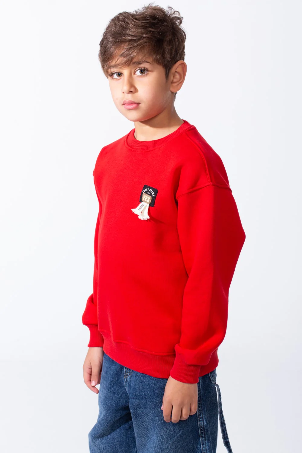 Boy's Melton Oversize Front Yes Print Round Neck Sweatshirt - Image 12