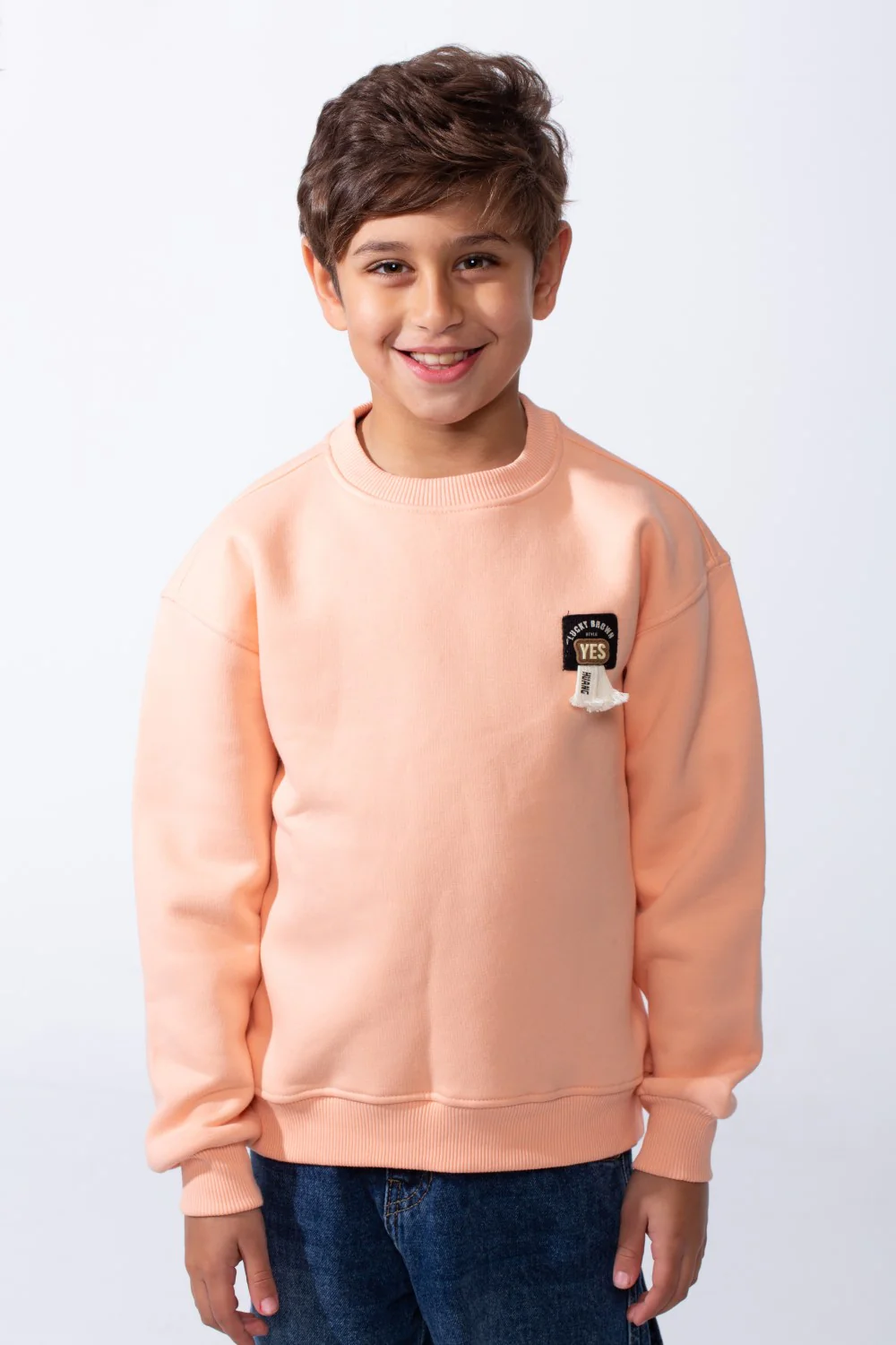 Boy's Melton Oversize Front Yes Print Round Neck Sweatshirt - Image 17