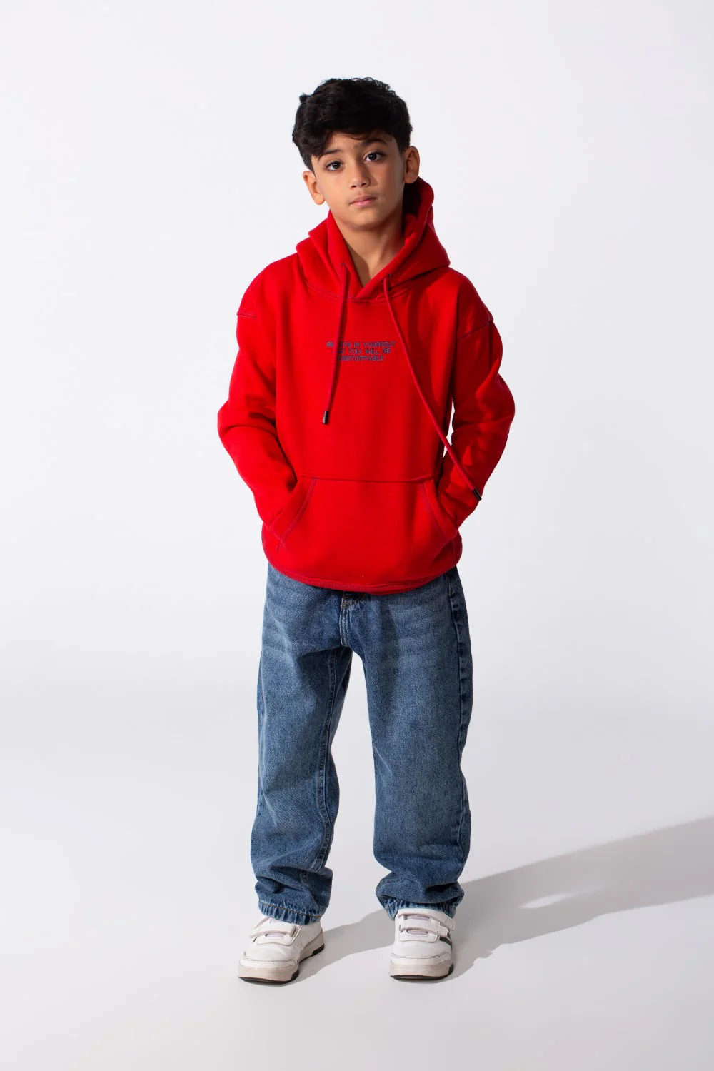 Boy's Milton Oversized Hood Sweatshirt With Text Print On The Front Long Sleeves - Image 12