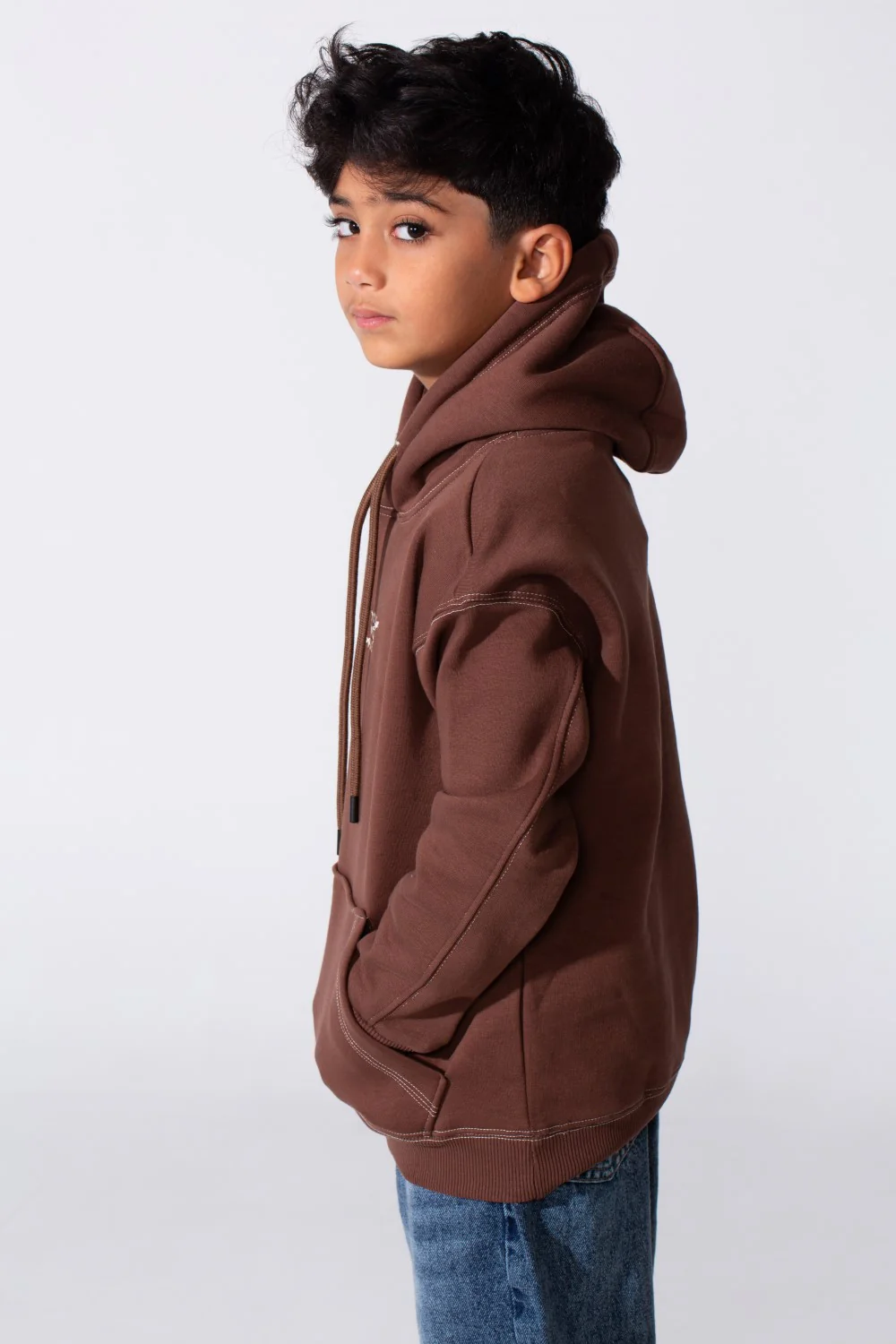 Boy's Milton Oversized Hood Sweatshirt With Text Print On The Front Long Sleeves - Image 7