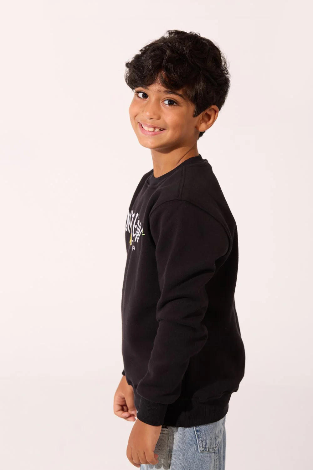 Boy's Milton Slim Fit Sweatshirt With A Round Neck And Front Text Print - Image 3