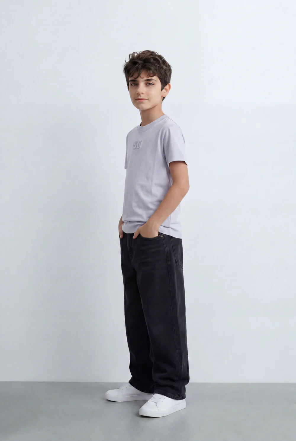 Boy's Tomato Store Minimal Graphic T-Shirt Featuring Tonal 50 Chest Detail - Image 12
