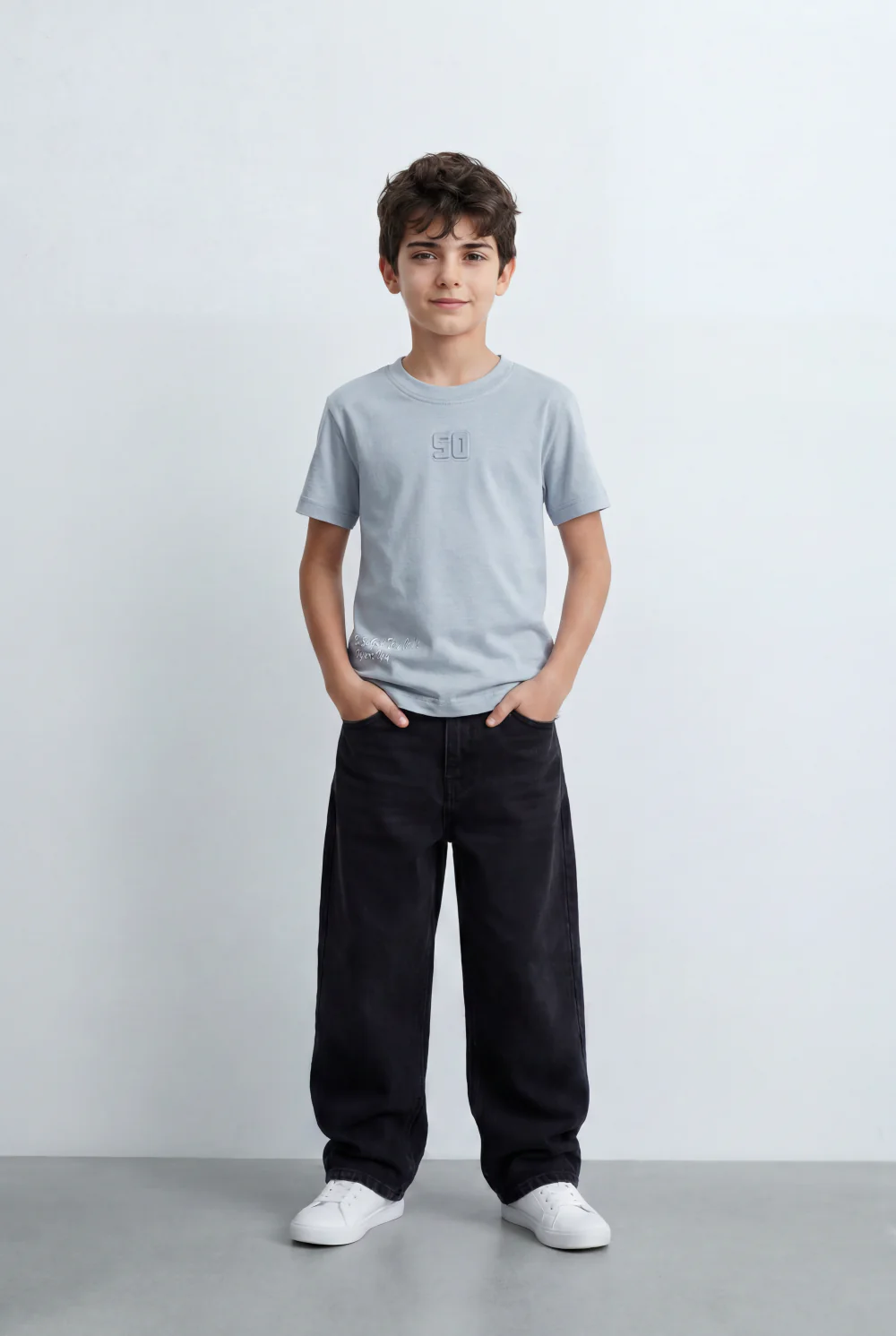 Boy's Tomato Store Minimal Graphic T-Shirt Featuring Tonal 50 Chest Detail - Image 7