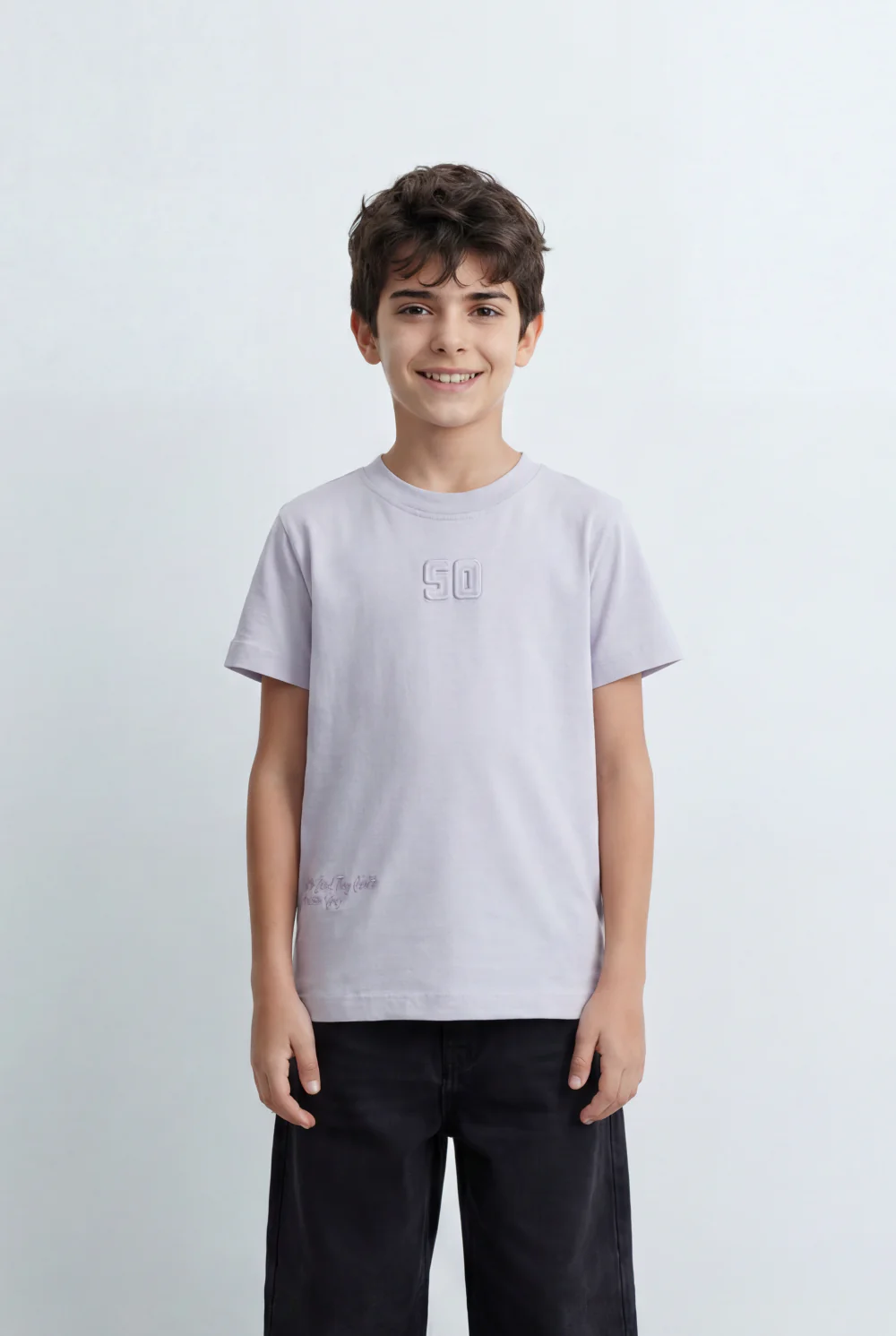 Boy's Tomato Store Minimal Graphic T-Shirt Featuring Tonal 50 Chest Detail - Image 9