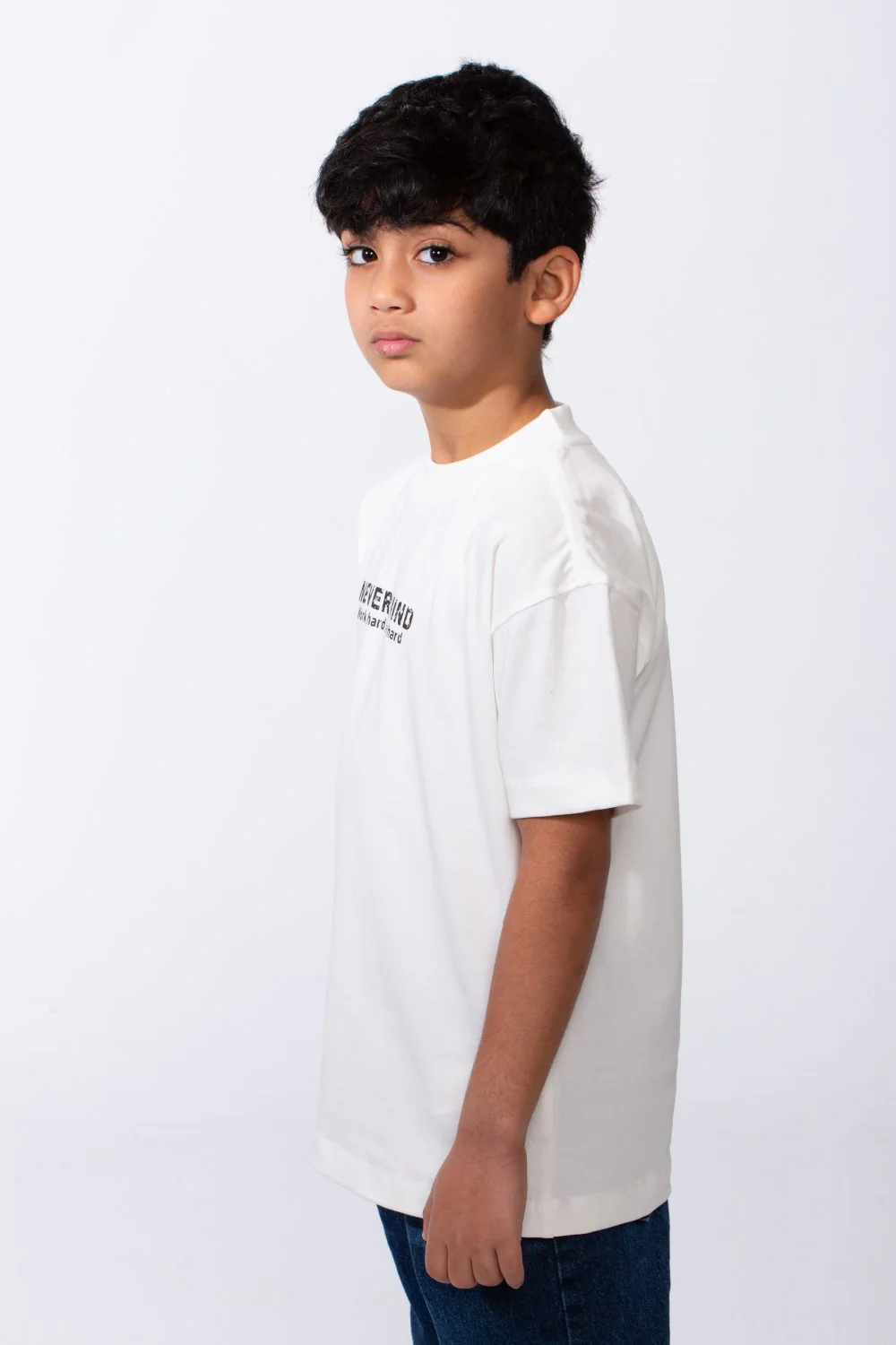 Boy's Modern Oversized Mock Neckline Crisp Contrast Print Short Sleeves Versatile T-Shirt - Image 8
