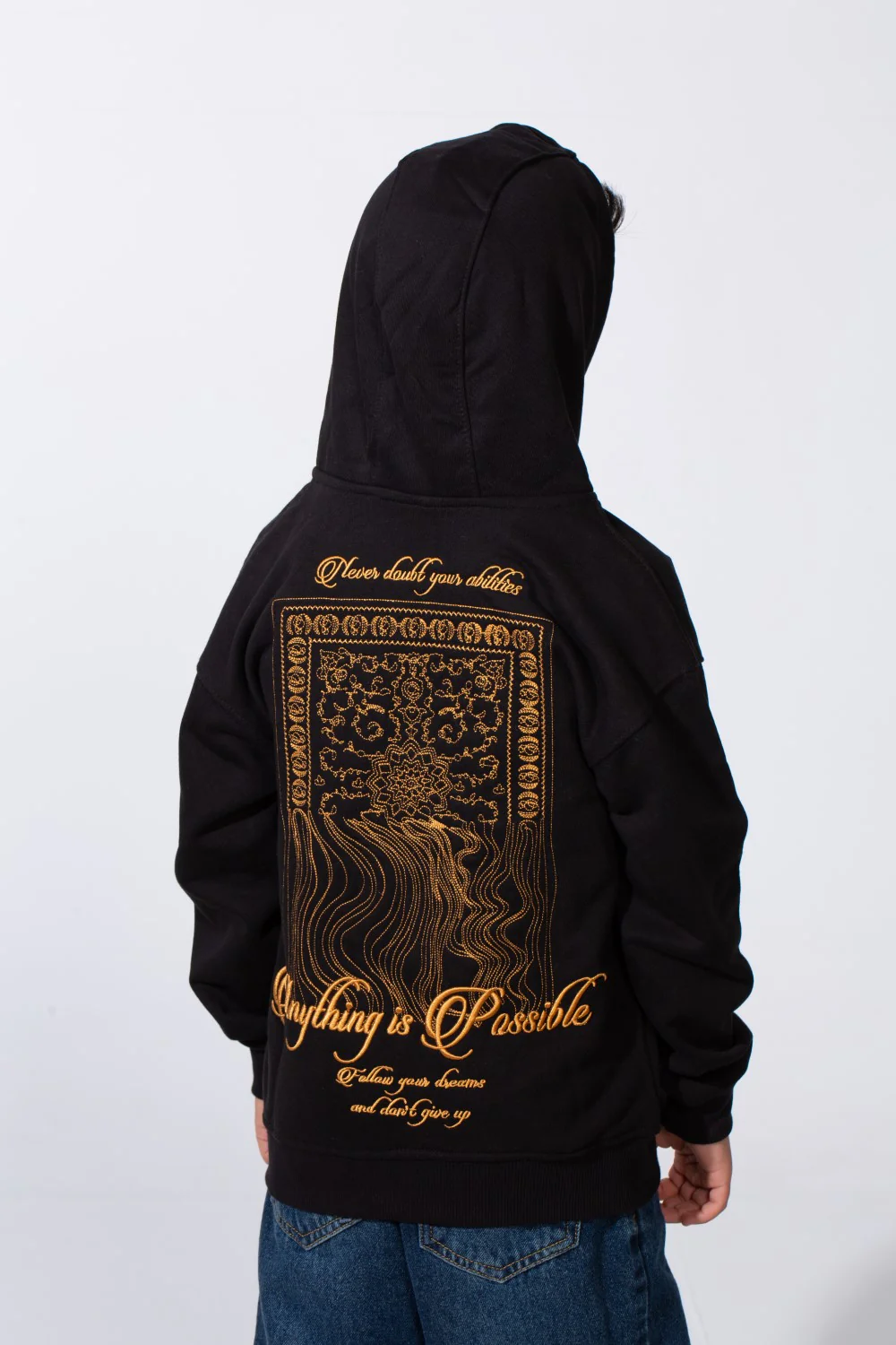 Boy's Oversize Printed Melton Zip-Up Hood Sweatshirt - Image 2