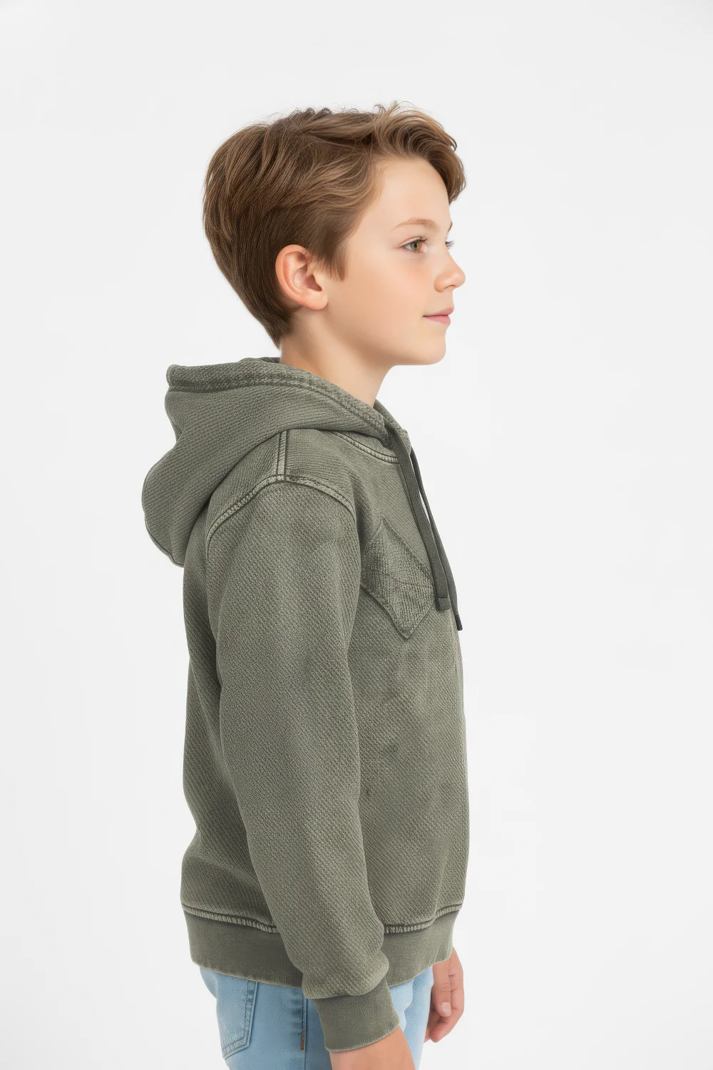 Boy's Oversized Hood Washed Print Classic Kangaroo Front Pocket Tomato Store Sweatshirt With Edge Seam Detailing - Image 10