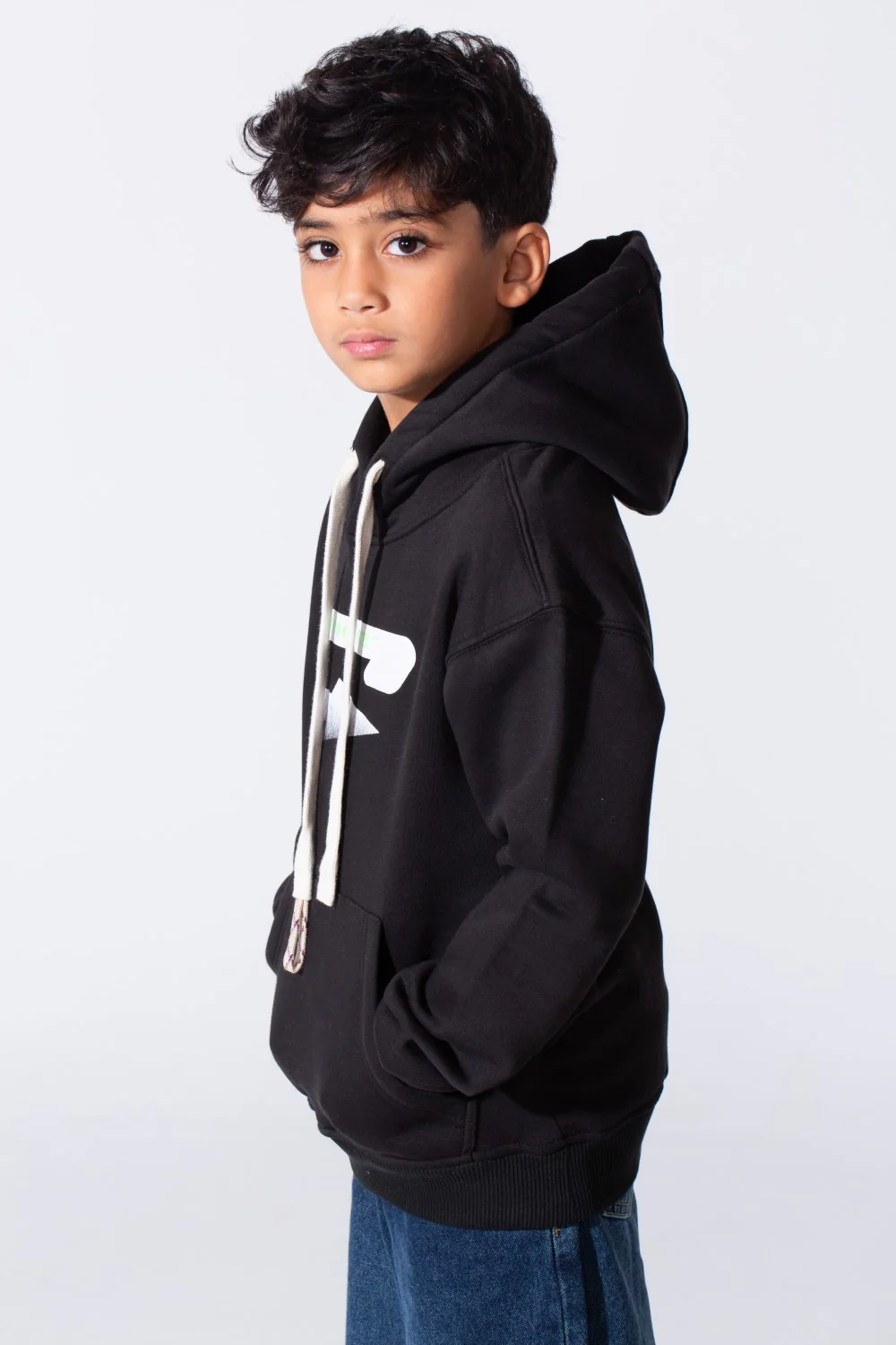 Boy's Oversized Melton Hooded Sweatshirt - Image 3
