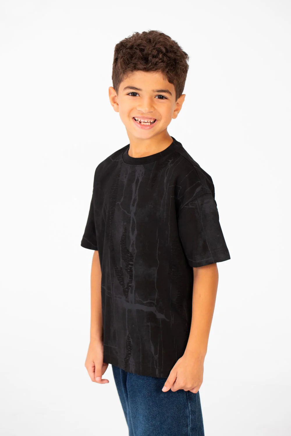 Boy's Oversized Printed Round Neck Short Sleeve T-shirt - Image 3