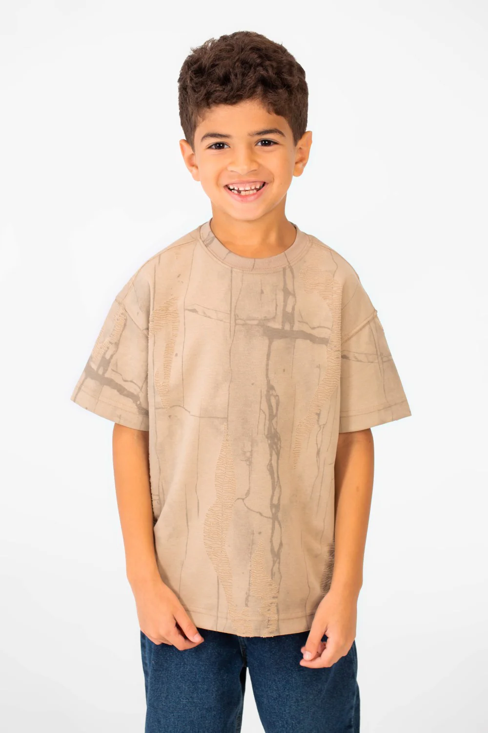 Boy's Oversized Printed Round Neck Short Sleeve T-shirt - Image 5