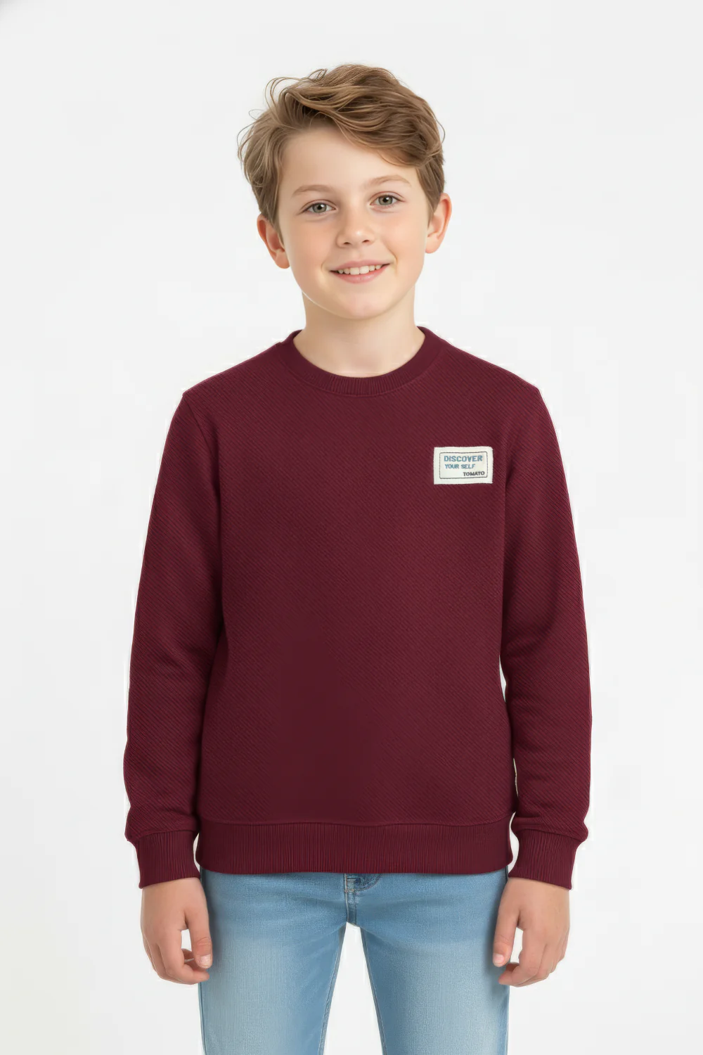 Boy's Oversized Sweatshirt With A Round Neck And Graphic Print On The Back - Image 13