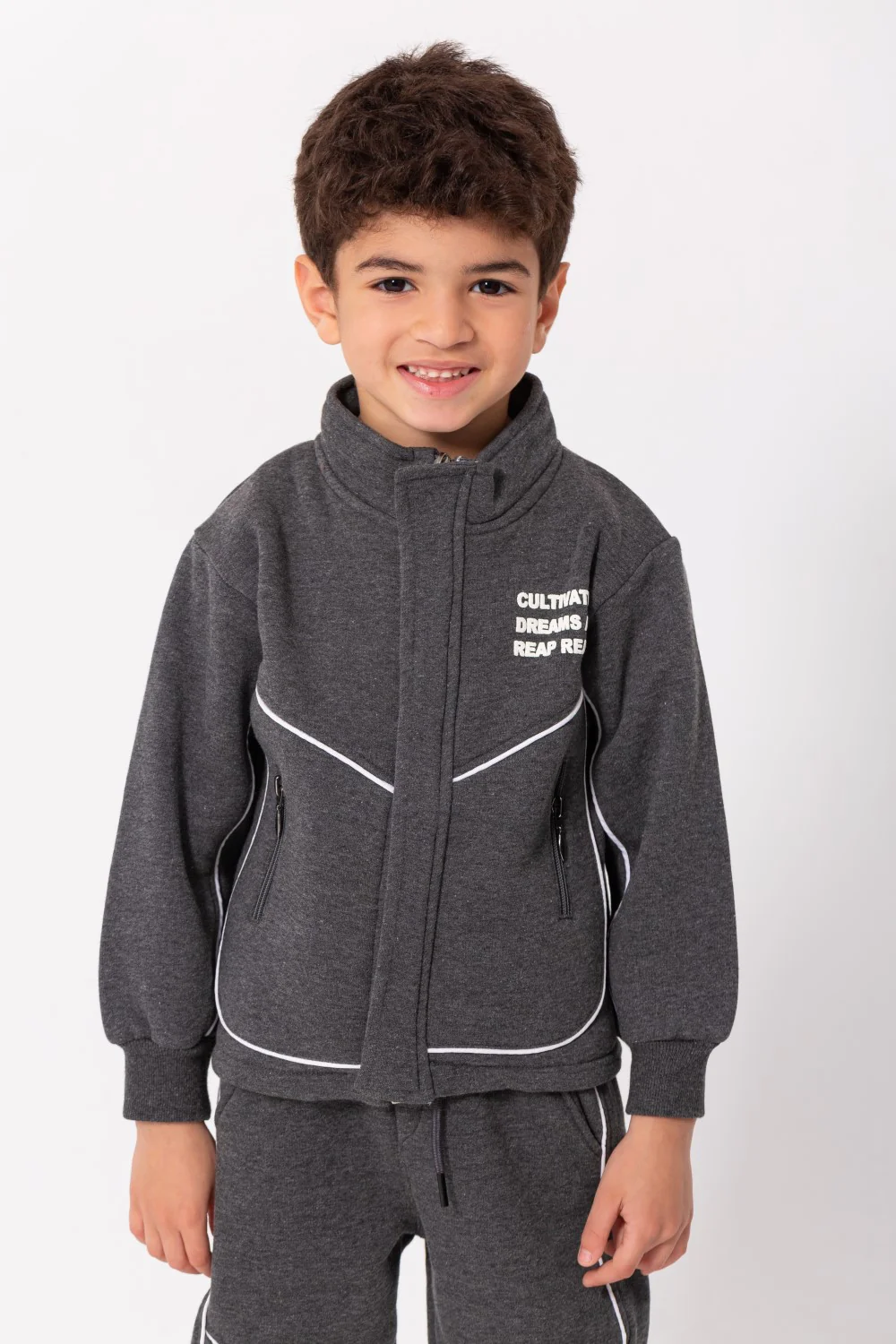 Boy's Padded Front & Back Printed Made Of Melton Training Suit - Image 3