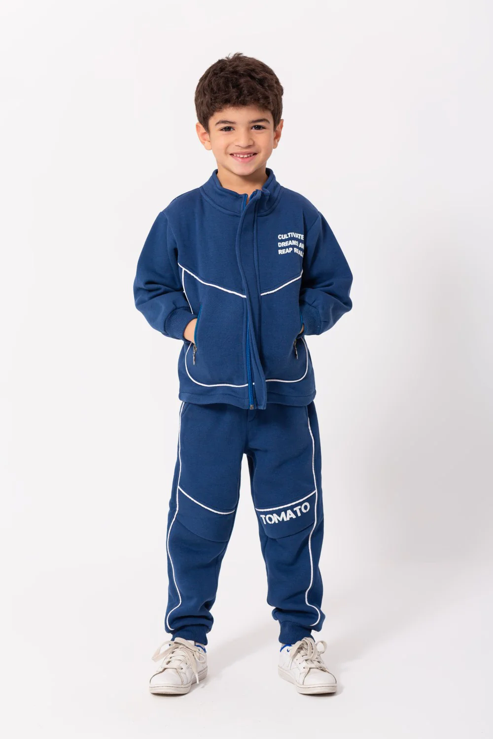 Boy's Padded Front & Back Printed Made Of Melton Training Suit - Image 4