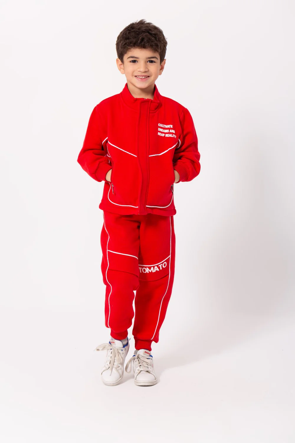 Boy's Padded Front & Back Printed Made Of Melton Training Suit - Image 7
