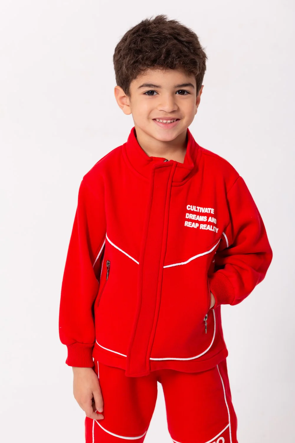 Boy's Padded Front & Back Printed Made Of Melton Training Suit - Image 9