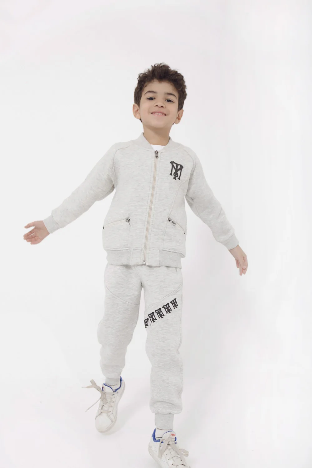 Boy's Padded Front Printed Made Of Comfort Melton Training Suit - Image 4