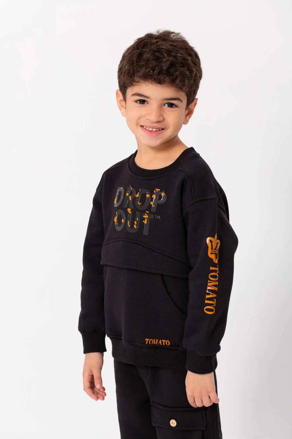 Boy's Padded Front & Sleeves Printed Made Of Comfort Melton Training Suit - Image 3