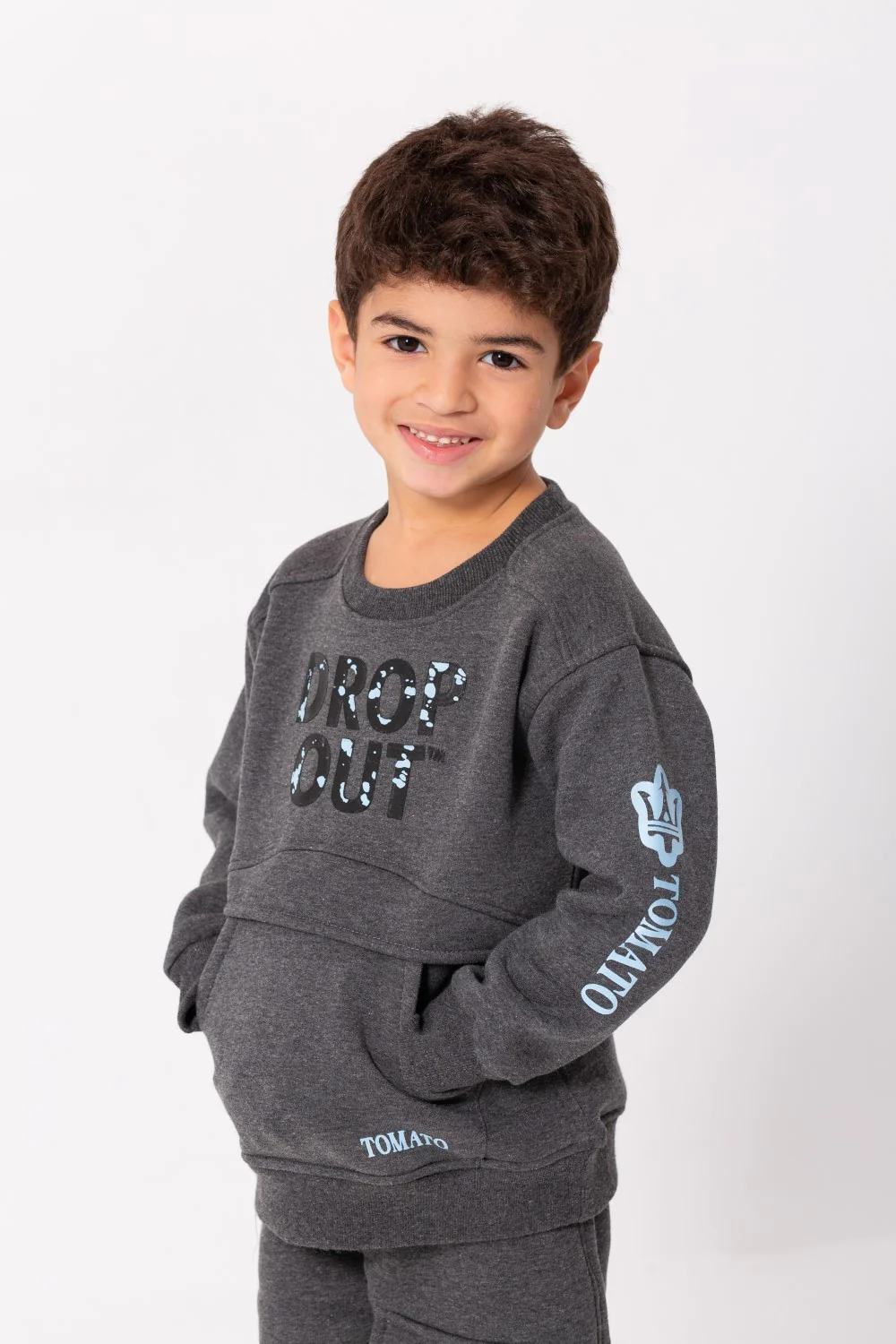 Boy's Padded Front & Sleeves Printed Made Of Comfort Melton Training Suit - Image 6