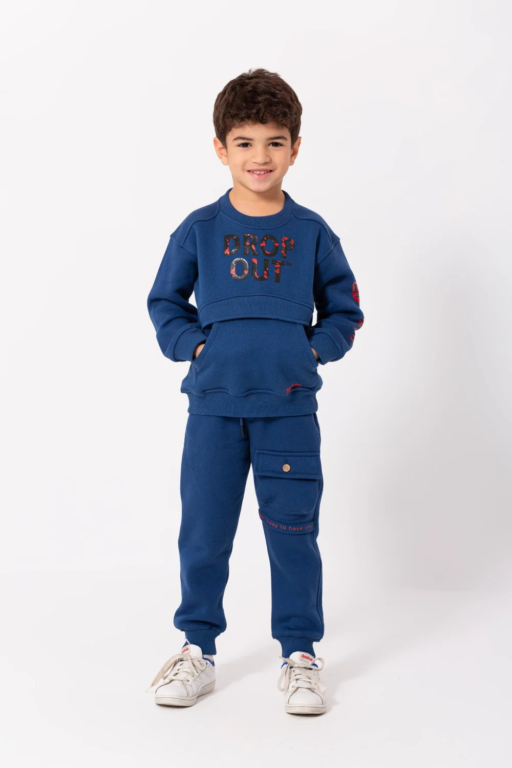 Boy's Padded Front & Sleeves Printed Made Of Comfort Melton Training Suit - Image 7