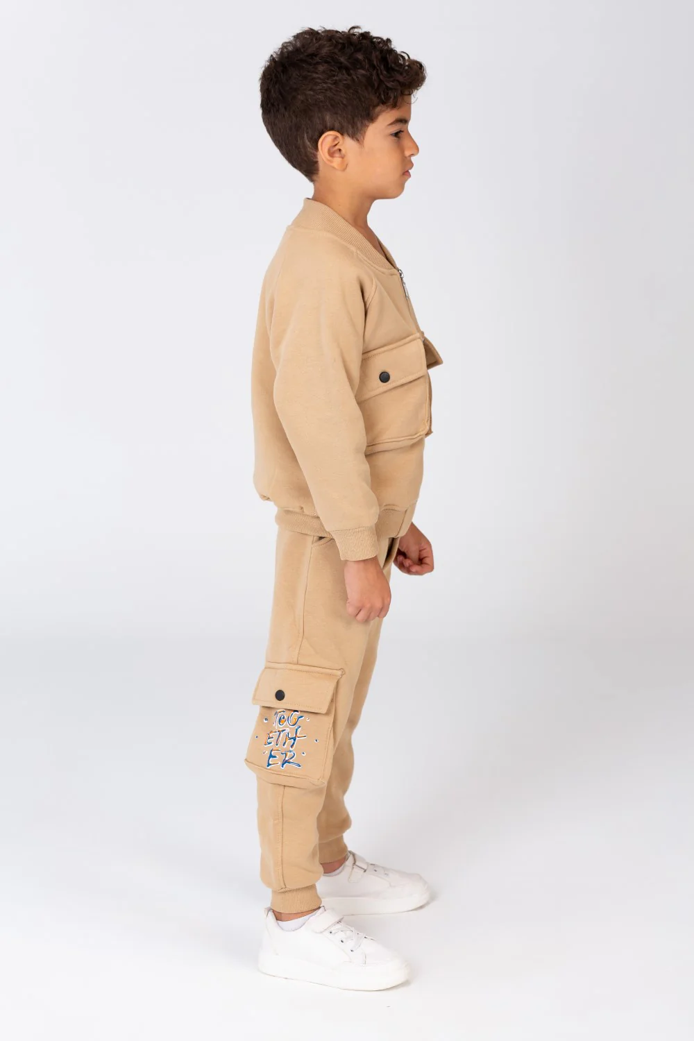 Boy's Padded Front & Sleeves Printed Made Of Comfort Melton Training Suit With Front Pockets - Image 10
