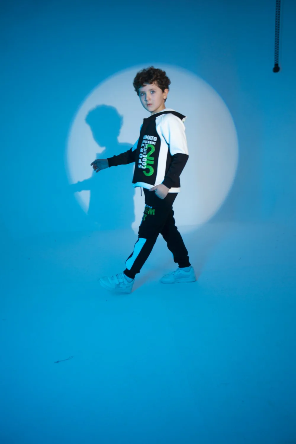 Boy's Padded Front & Sleeves Printed Made Of Soft Melton Hooded Training Suit - Image 3