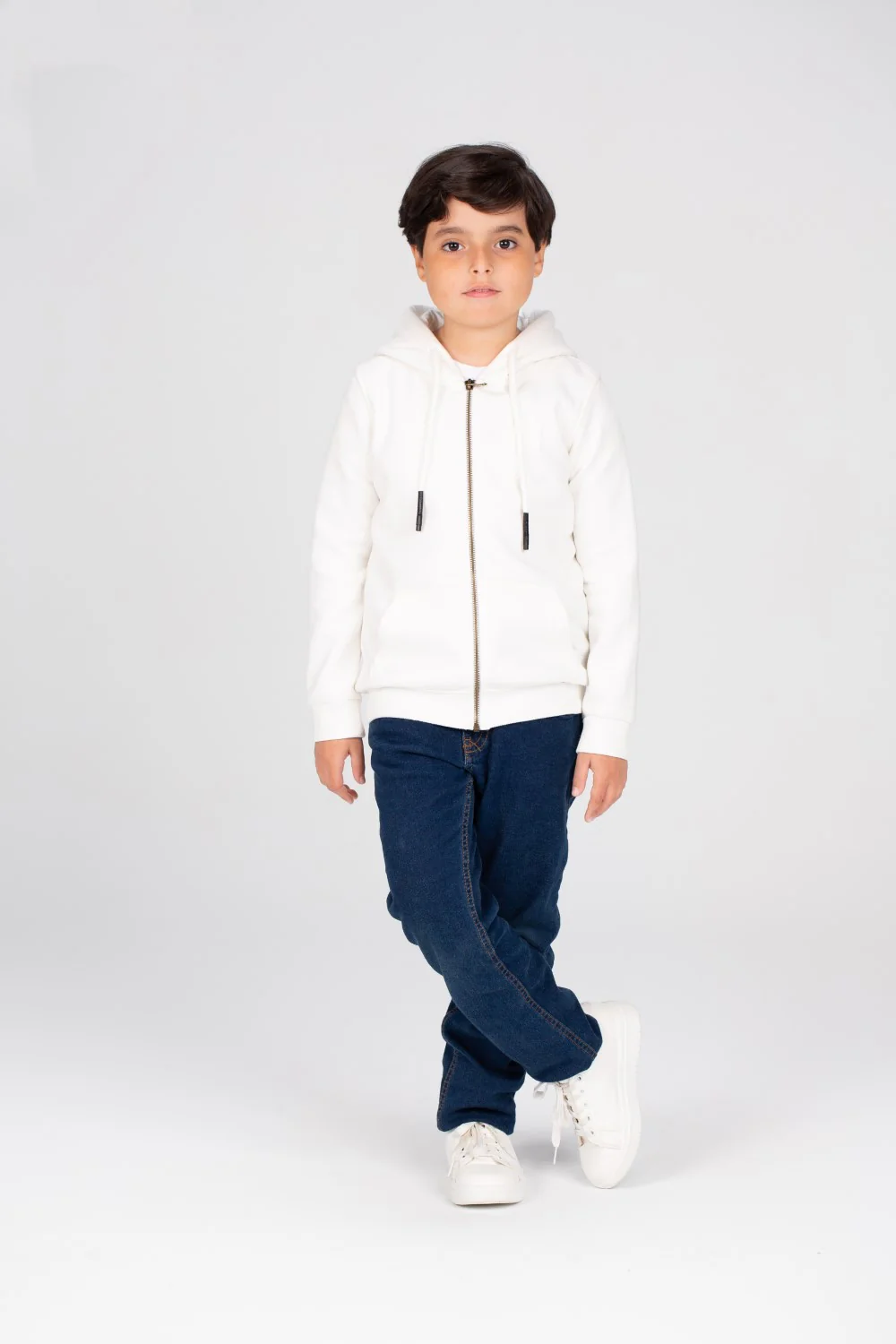 Boy's Padded Hooded Full Zipper Made Of Soft Melton Basic Sweatshirt - Image 13