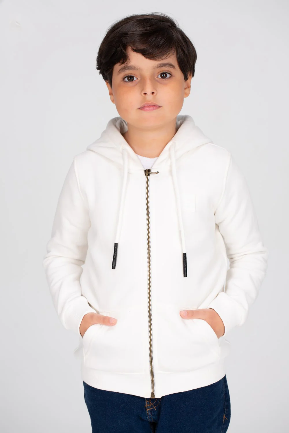 Boy's Padded Hooded Full Zipper Made Of Soft Melton Basic Sweatshirt - Image 15