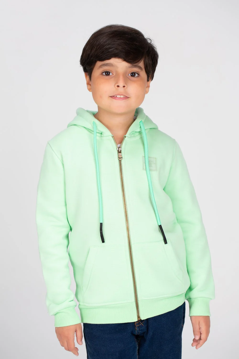 Boy's Padded Hooded Full Zipper Made Of Soft Melton Basic Sweatshirt - Image 4