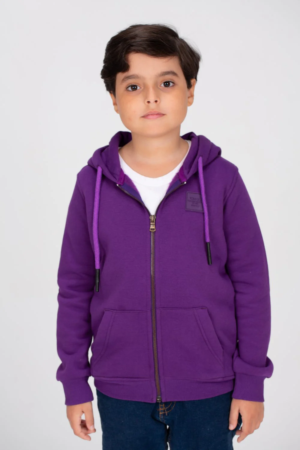 Boy's Padded Hooded Full Zipper Made Of Soft Melton Basic Sweatshirt - Image 9
