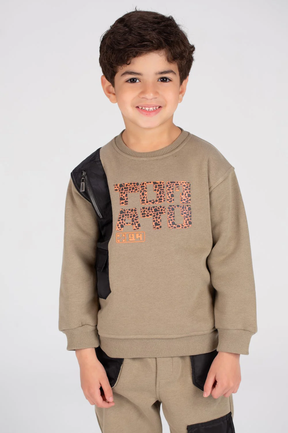 Boy's Padded Printed Made Of Soft Melton Front Pocket Training Suit - Image 11