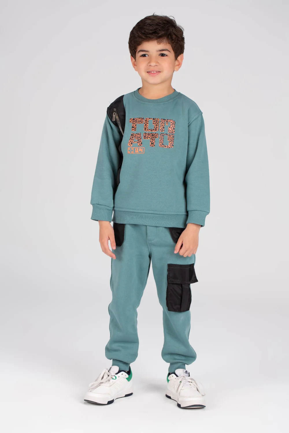Boy's Padded Printed Made Of Soft Melton Front Pocket Training Suit - Image 3