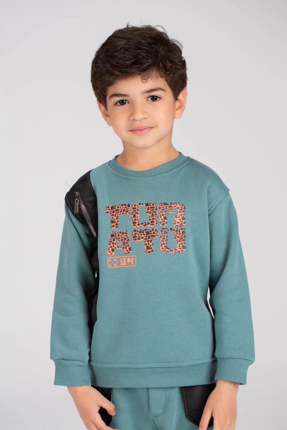 Boy's Padded Printed Made Of Soft Melton Front Pocket Training Suit - Image 5