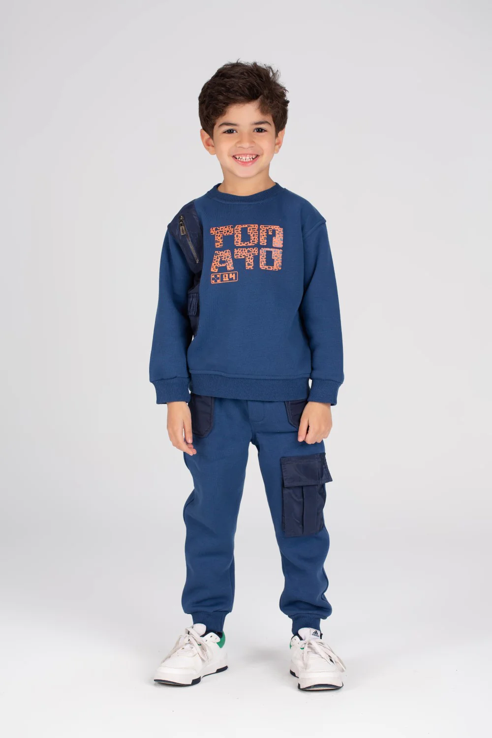 Boy's Padded Printed Made Of Soft Melton Front Pocket Training Suit - Image 6