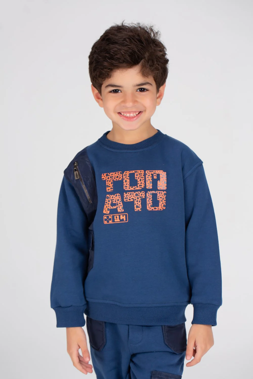 Boy's Padded Printed Made Of Soft Melton Front Pocket Training Suit - Image 8