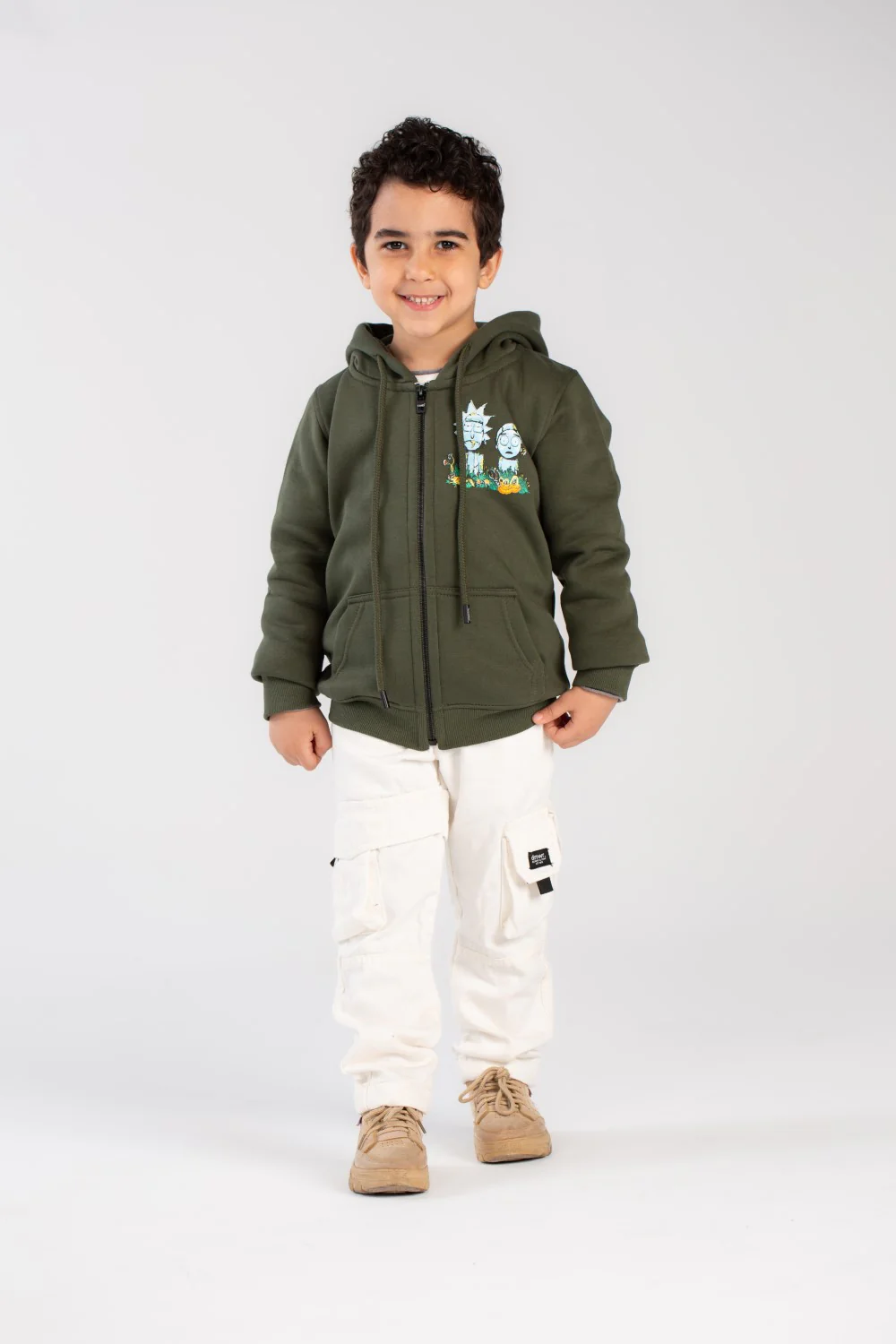Boy's Padded With Front & Back Printed Design Hooded Sweatshirt - Image 7