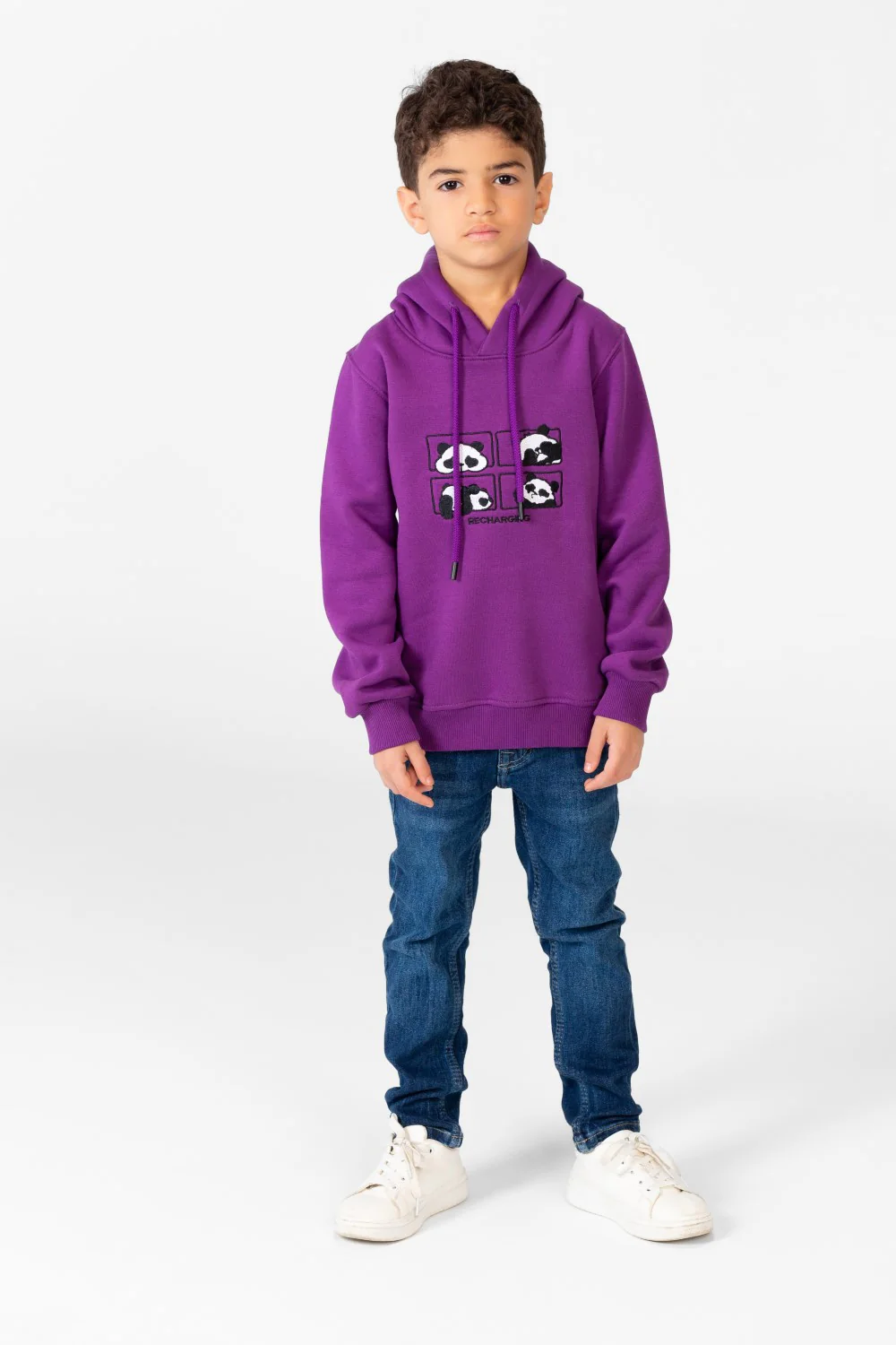 Boy's Panda Print Hoodie Sweatshirt With Long Sleeves - Image 12