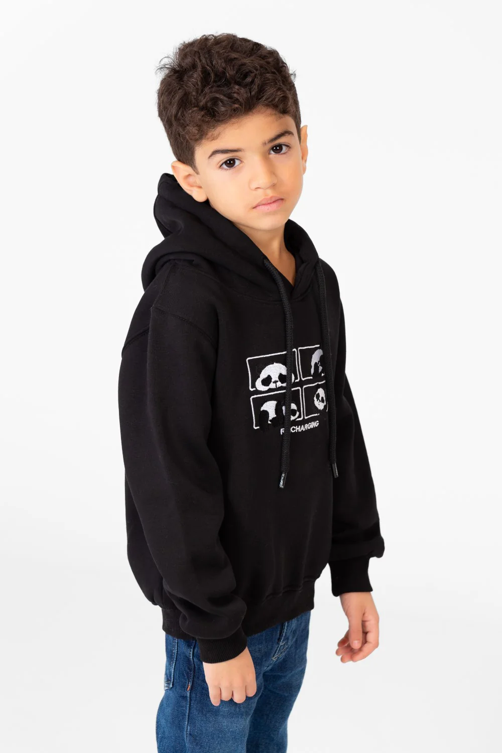 Boy's Panda Print Hoodie Sweatshirt With Long Sleeves - Image 3