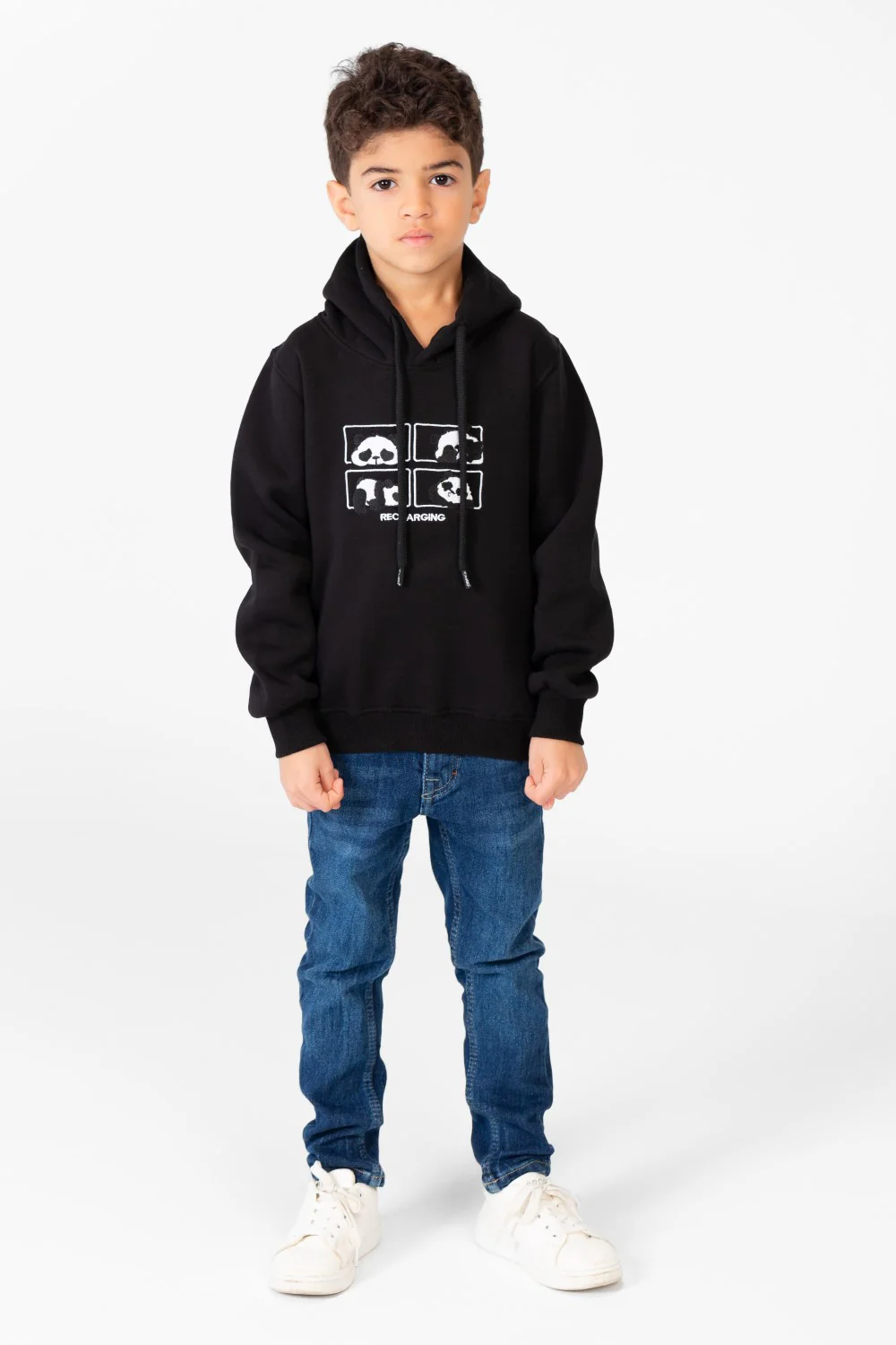 Boy's Panda Print Hoodie Sweatshirt With Long Sleeves - Image 4