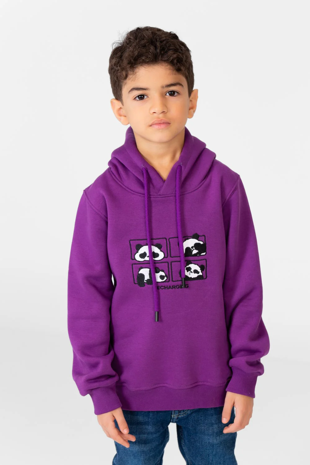 Boy's Panda Print Hoodie Sweatshirt With Long Sleeves - Image 9
